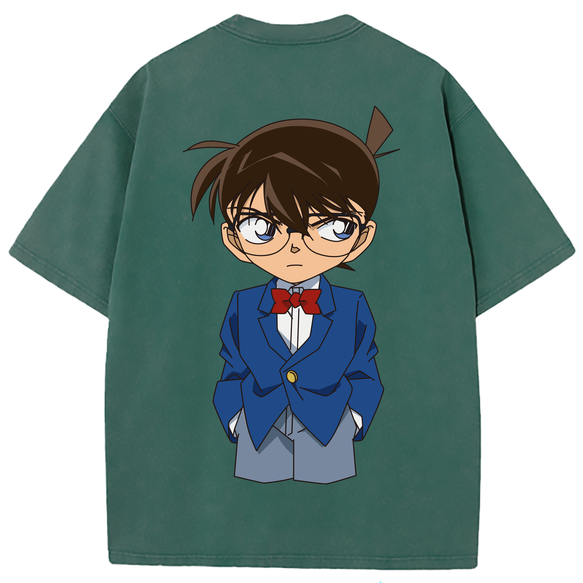 （画像用） 名探偵コナン 江戸川 コナン Detective Conan Conan Edogawa 綿100% ヴィンテージ風 半袖Tシャツ（背面プリント）